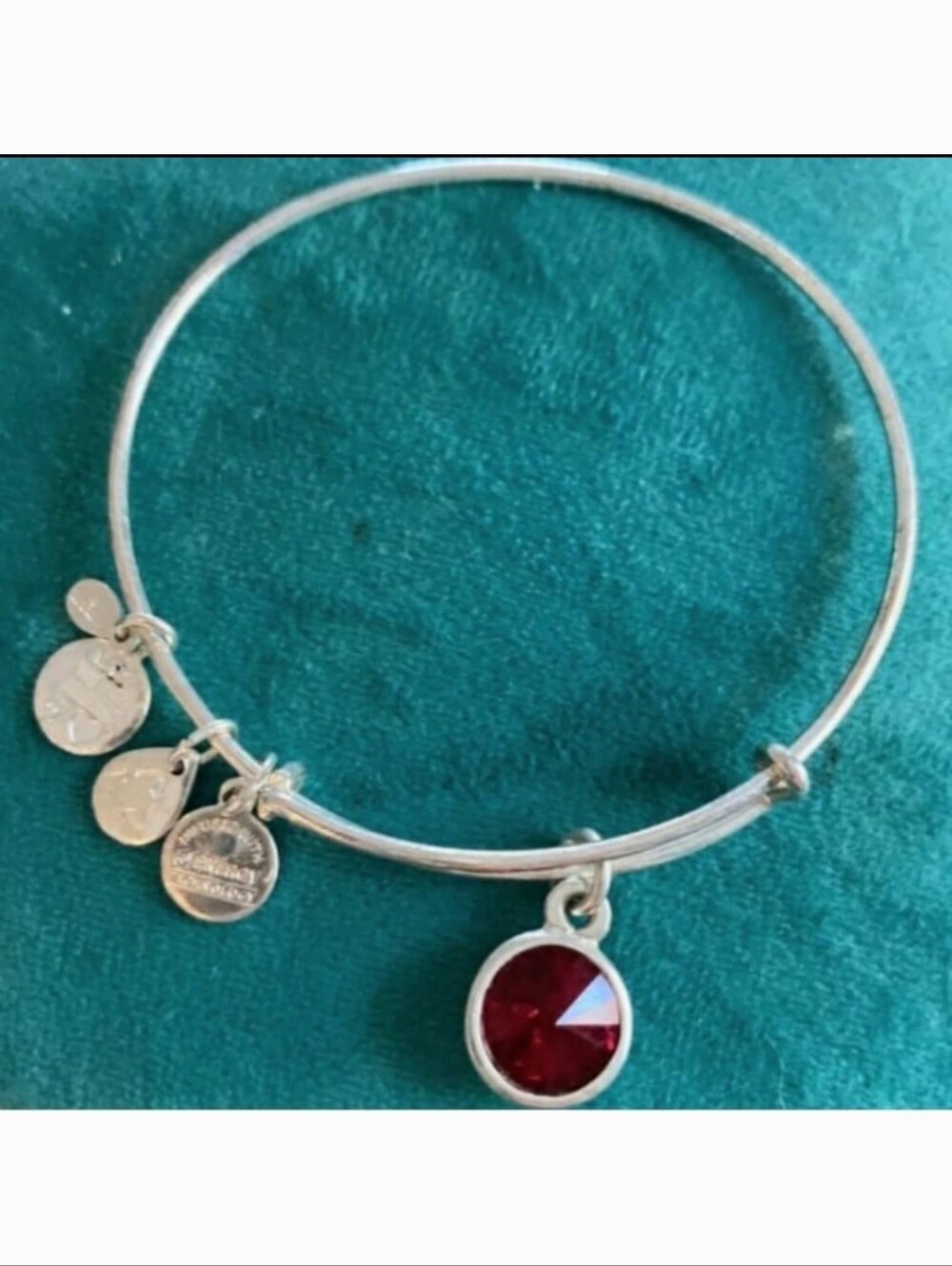 Alex and Ani Birth RED Stone Charm Bracelet adjustable Size.